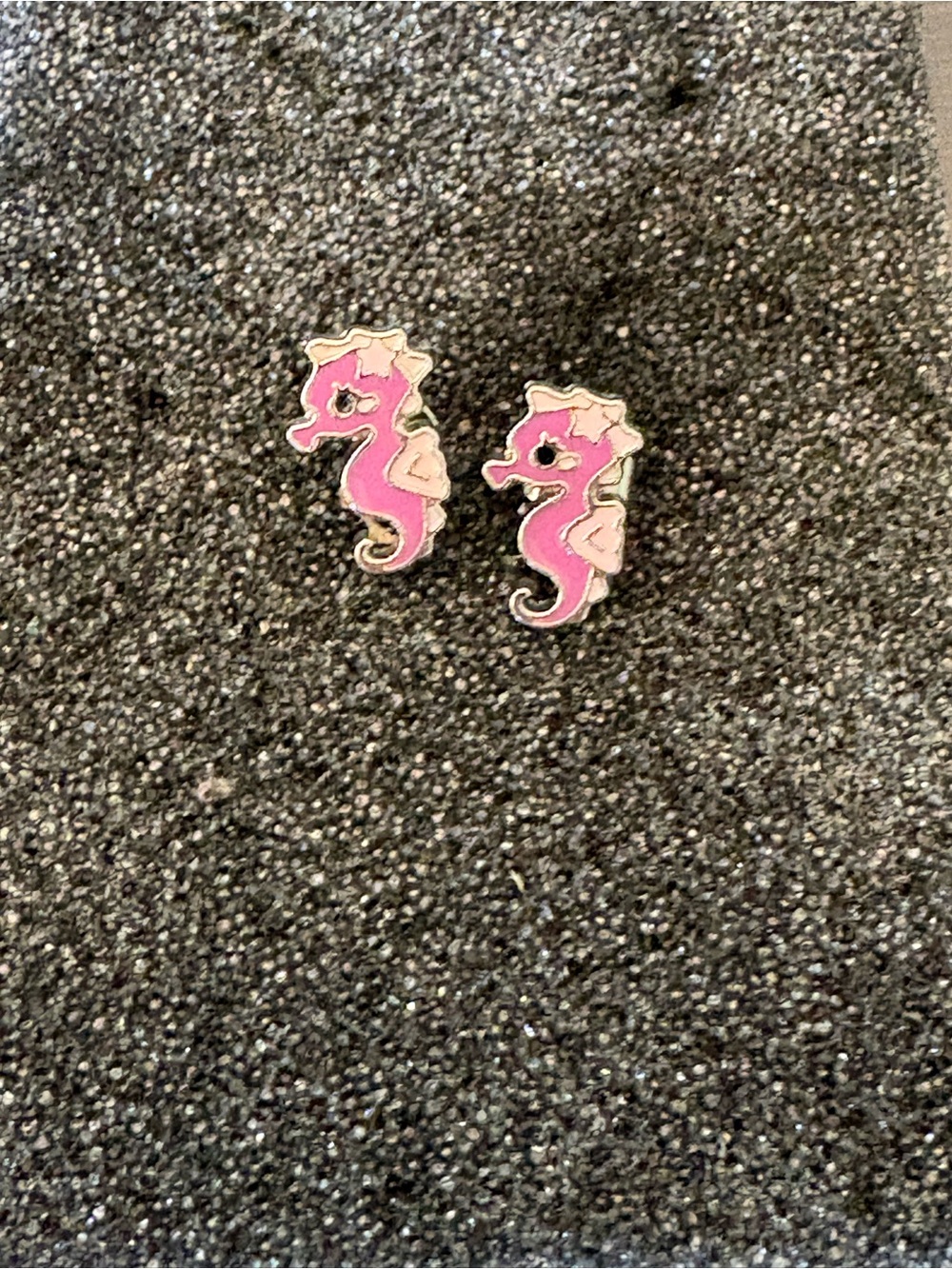 Pink Seahorse Stud Earrings